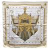 Authentic HERMES Carre 90 Scarf "VUE DU CAROSSE DE LA GALERE" Silk Beige 5650D