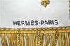 Authentic HERMES Carre 90 Scarf "VUE DU CAROSSE DE LA GALERE" Silk Beige 5650D