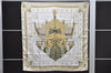 Authentic HERMES Carre 90 Scarf "VUE DU CAROSSE DE LA GALERE" Silk Beige 5650D