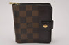 Authentic Louis Vuitton Damier Compact Zip Bifold Wallet Purse N61668 LV 5650I