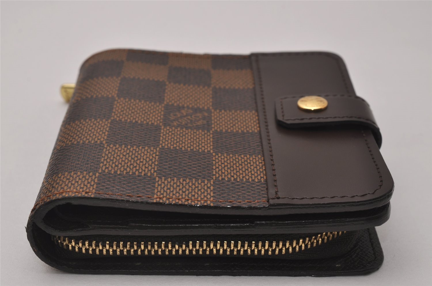 Authentic Louis Vuitton Damier Compact Zip Bifold Wallet Purse N61668 LV 5650I