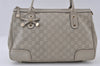 Authentic GUCCI Guccissima Princy Tote Bag GG Leather 177052 White 5651I