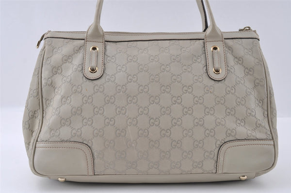Authentic GUCCI Guccissima Princy Tote Bag GG Leather 177052 White 5651I