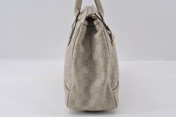 Authentic GUCCI Guccissima Princy Tote Bag GG Leather 177052 White 5651I