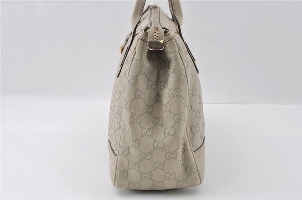 Authentic GUCCI Guccissima Princy Tote Bag GG Leather 177052 White 5651I