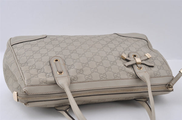 Authentic GUCCI Guccissima Princy Tote Bag GG Leather 177052 White 5651I