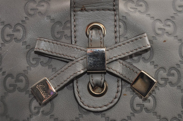 Authentic GUCCI Guccissima Princy Tote Bag GG Leather 177052 White 5651I