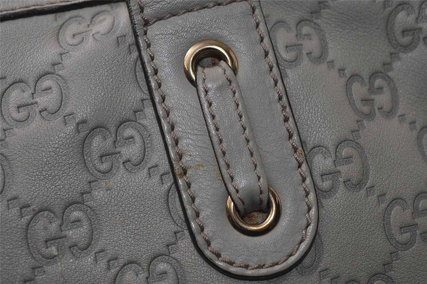 Authentic GUCCI Guccissima Princy Tote Bag GG Leather 177052 White 5651I