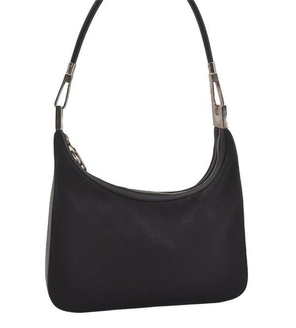 Authentic GUCCI Shoulder Bag Purse GG Canvas Leather 0013812 Black 5653I
