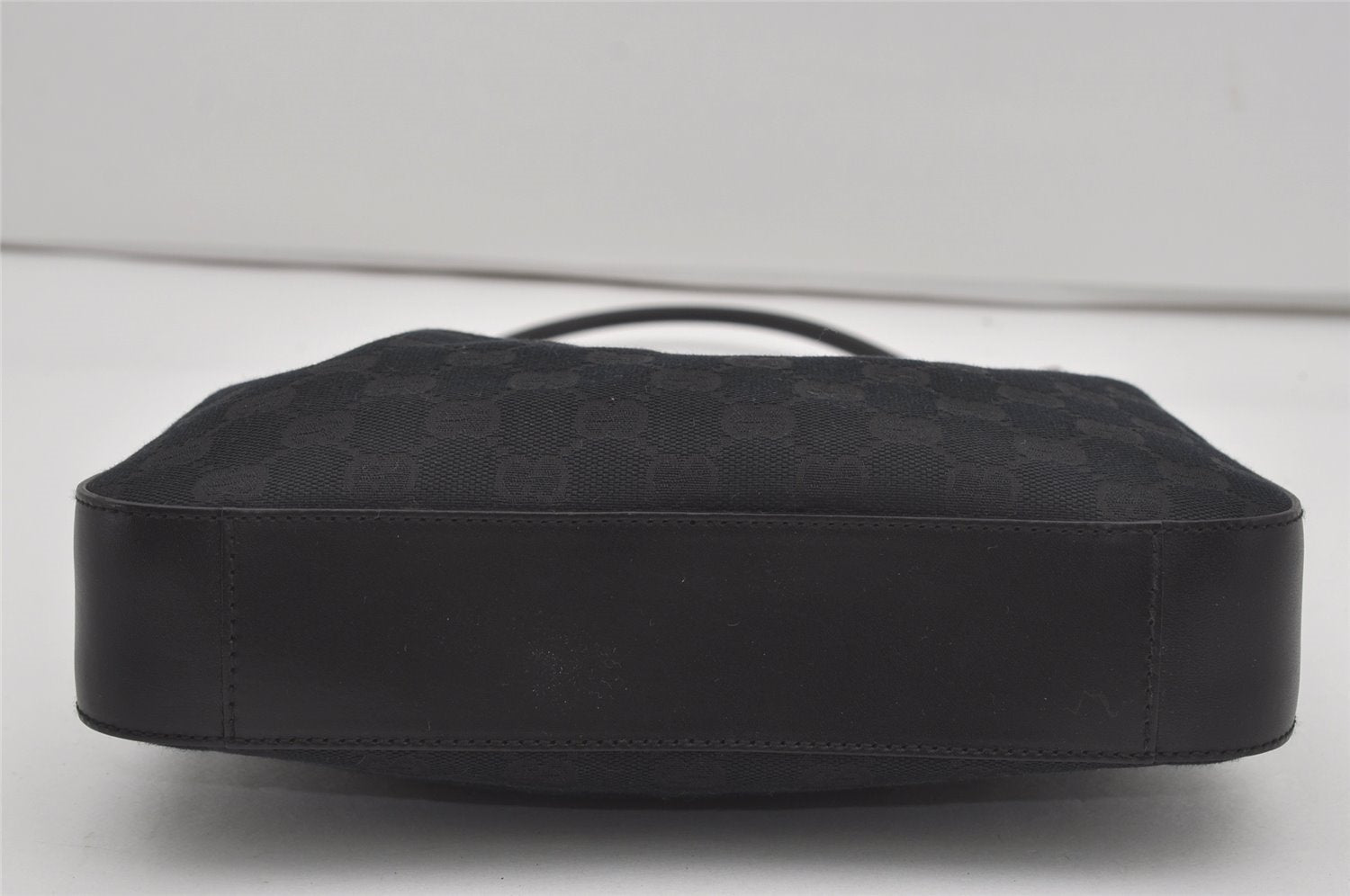 Authentic GUCCI Shoulder Bag Purse GG Canvas Leather 0013812 Black 5653I