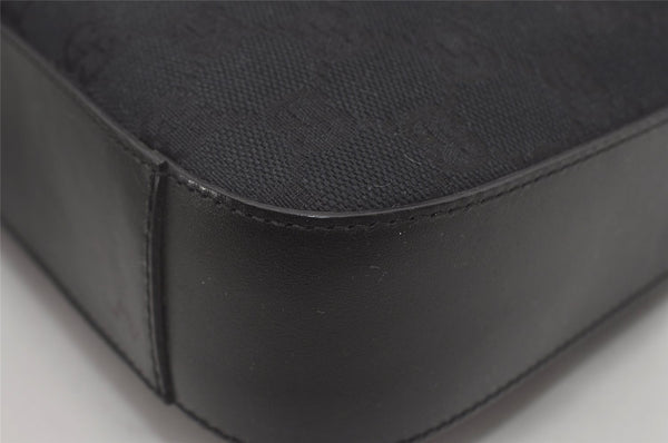 Authentic GUCCI Shoulder Bag Purse GG Canvas Leather 0013812 Black 5653I