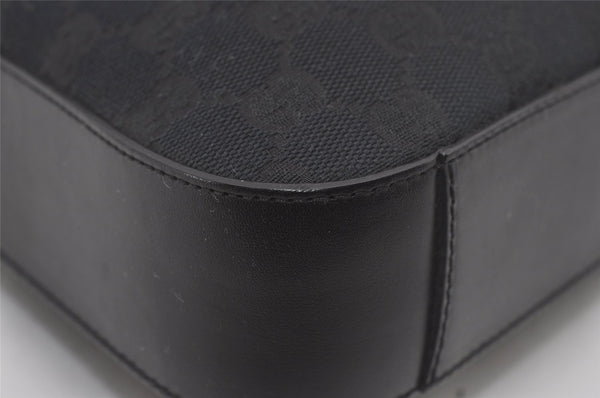 Authentic GUCCI Shoulder Bag Purse GG Canvas Leather 0013812 Black 5653I