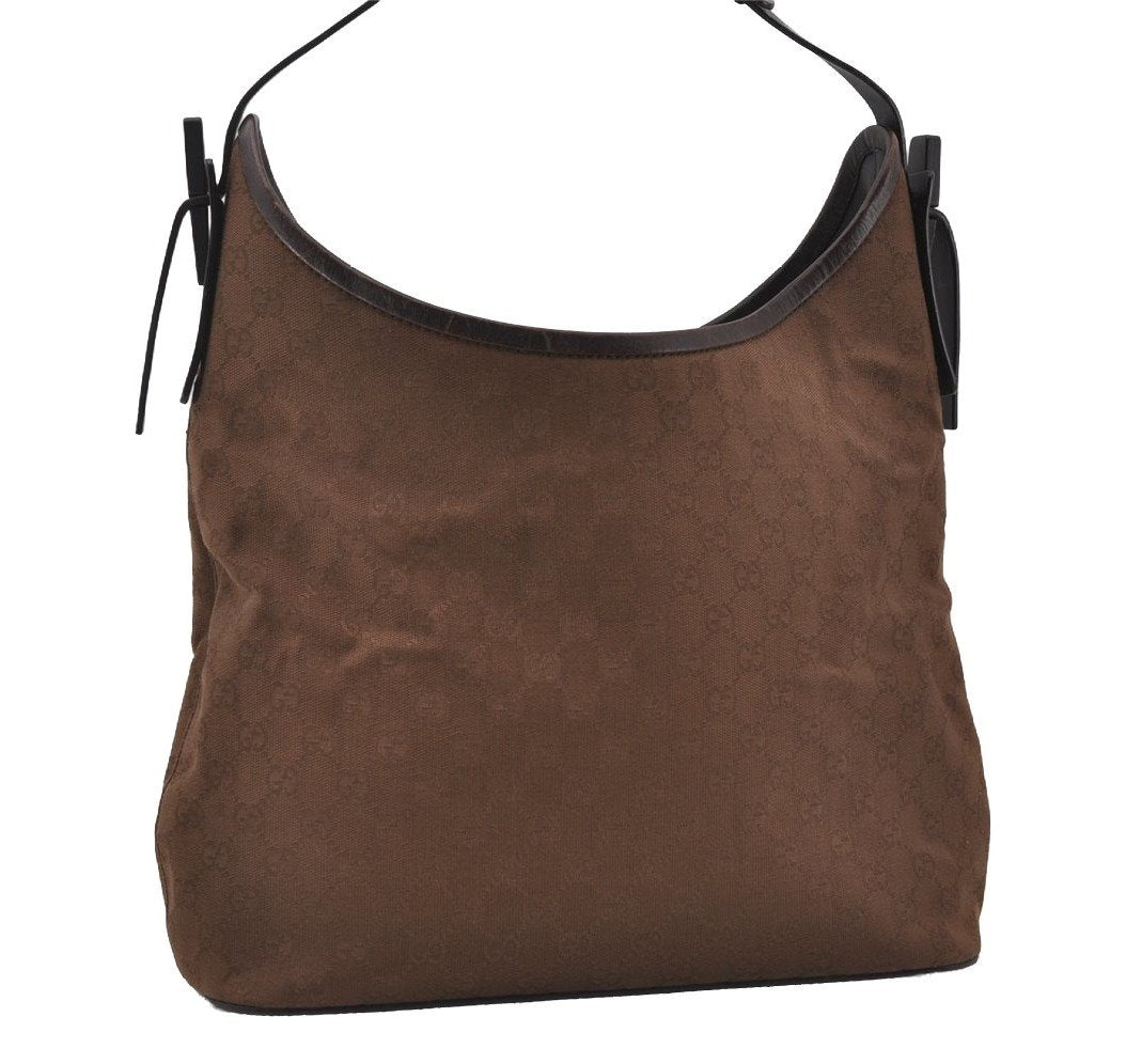 Authentic GUCCI Vintage Shoulder Tote Bag GG Canvas Leather 106242 Brown 5654I