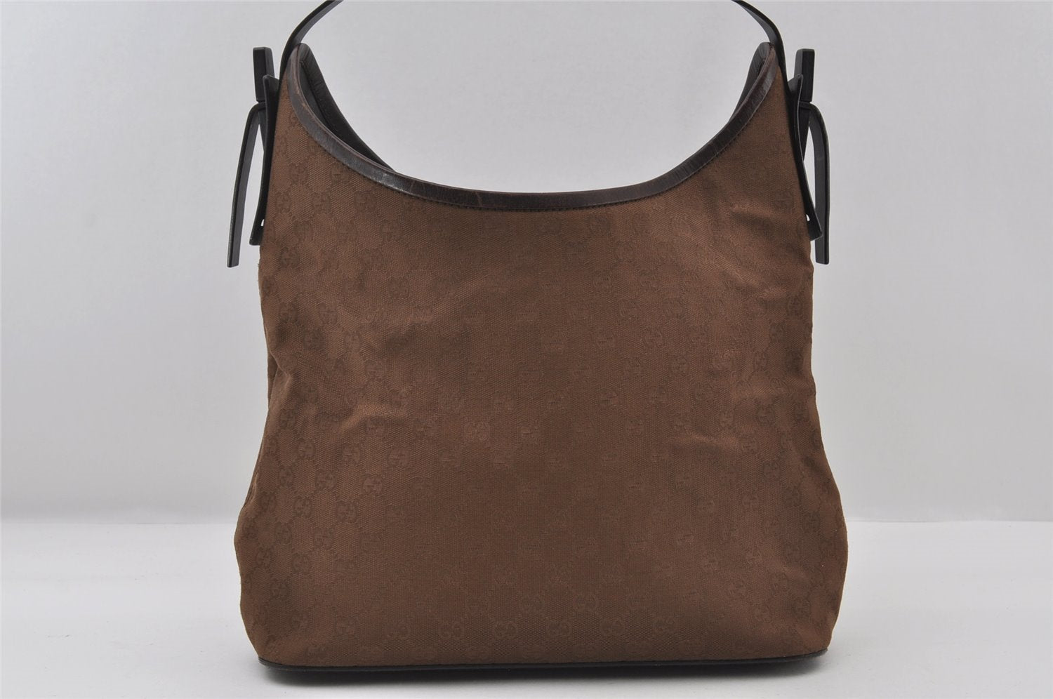 Authentic GUCCI Vintage Shoulder Tote Bag GG Canvas Leather 106242 Brown 5654I