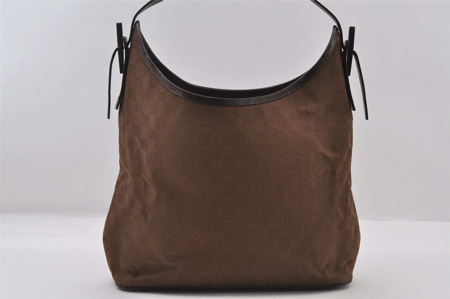 Authentic GUCCI Vintage Shoulder Tote Bag GG Canvas Leather 106242 Brown 5654I