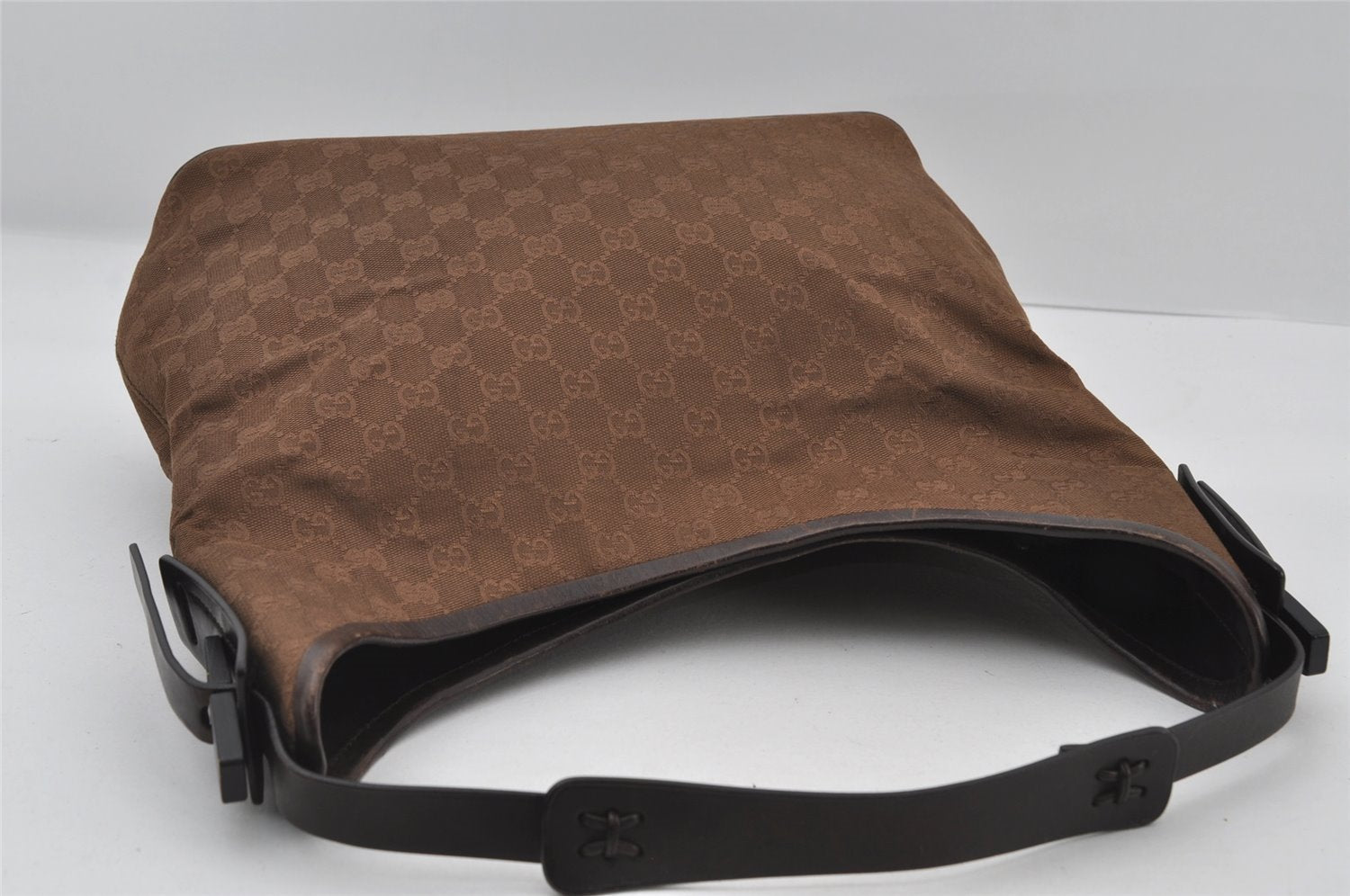 Authentic GUCCI Vintage Shoulder Tote Bag GG Canvas Leather 106242 Brown 5654I