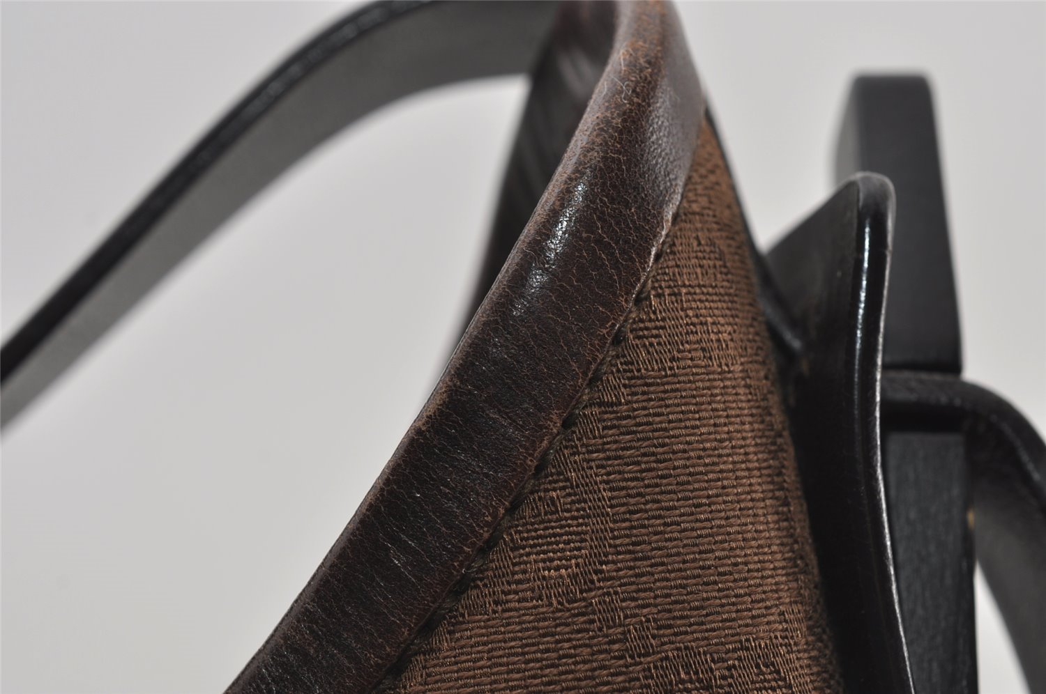 Authentic GUCCI Vintage Shoulder Tote Bag GG Canvas Leather 106242 Brown 5654I