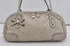 Authentic GUCCI Guccissima Princy GG Leather Shoulder Bag 161720 White 5655I
