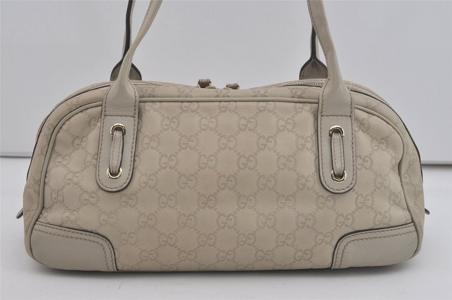 Authentic GUCCI Guccissima Princy GG Leather Shoulder Bag 161720 White 5655I