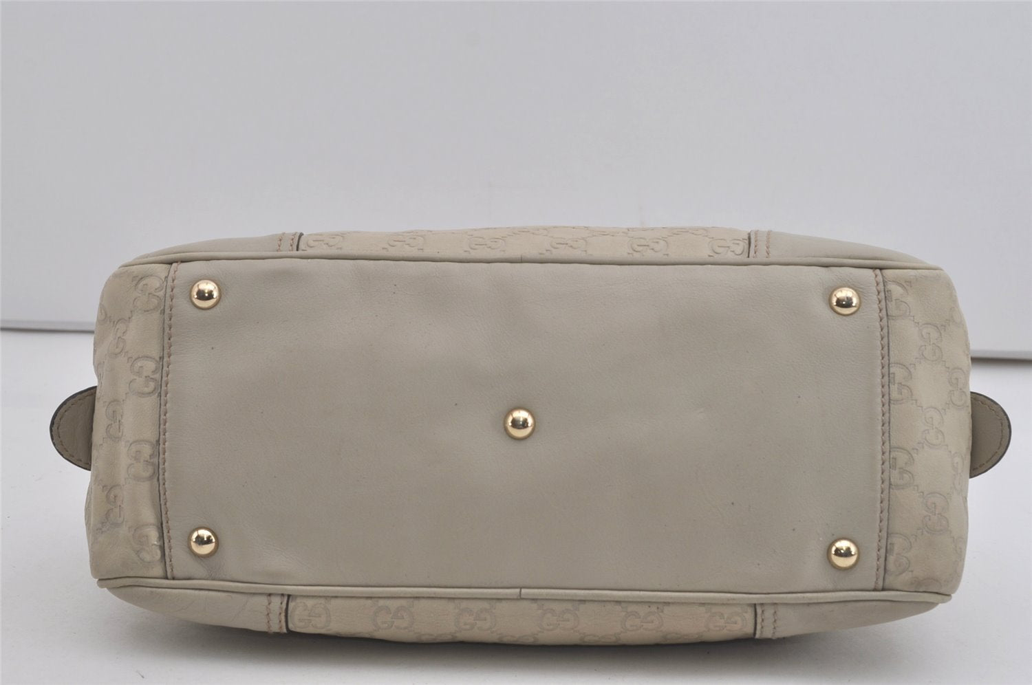 Authentic GUCCI Guccissima Princy GG Leather Shoulder Bag 161720 White 5655I