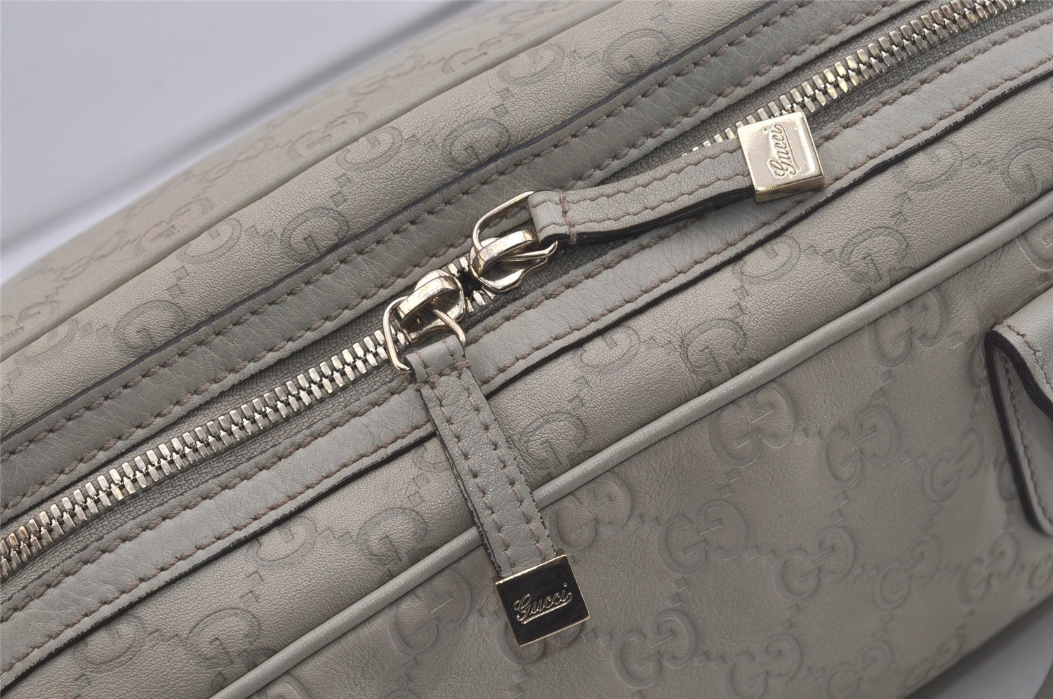 Authentic GUCCI Guccissima Princy GG Leather Shoulder Bag 161720 White 5655I