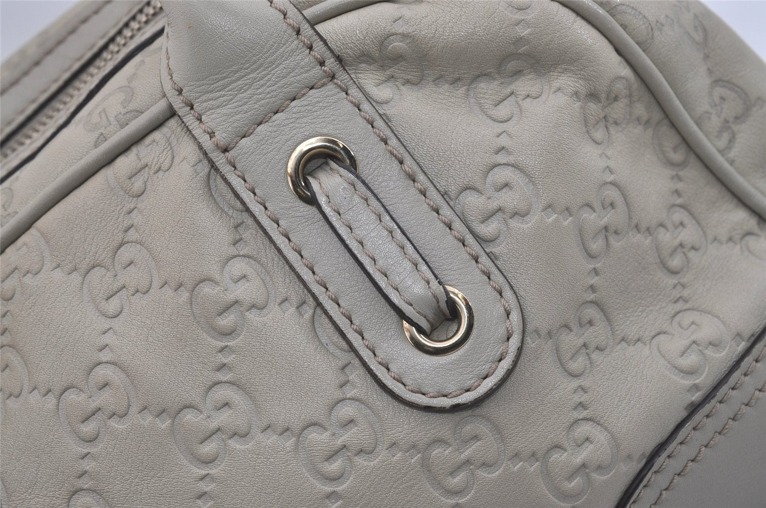 Authentic GUCCI Guccissima Princy GG Leather Shoulder Bag 161720 White 5655I