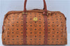 Authentic MCM Visetos Leather Vintage Travel Boston Bag Brown 5656D