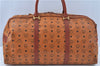 Authentic MCM Visetos Leather Vintage Travel Boston Bag Brown 5656D