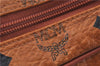 Authentic MCM Visetos Leather Vintage Travel Boston Bag Brown 5656D