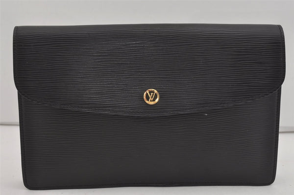 Authentic Louis Vuitton Epi Montaigne 27 Clutch Hand Bag Black M52652 LV 5656I