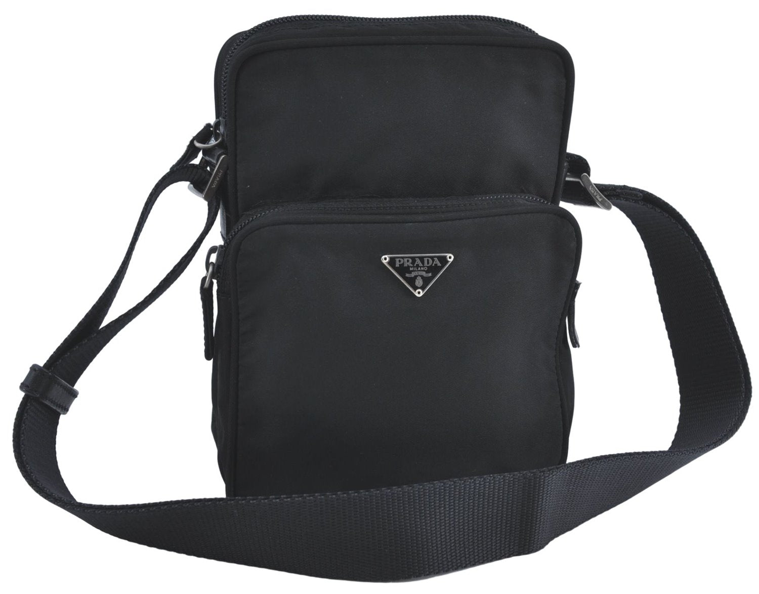 Authentic PRADA Nylon Tessuto Shoulder Cross Body Bag Purse Black 5657C