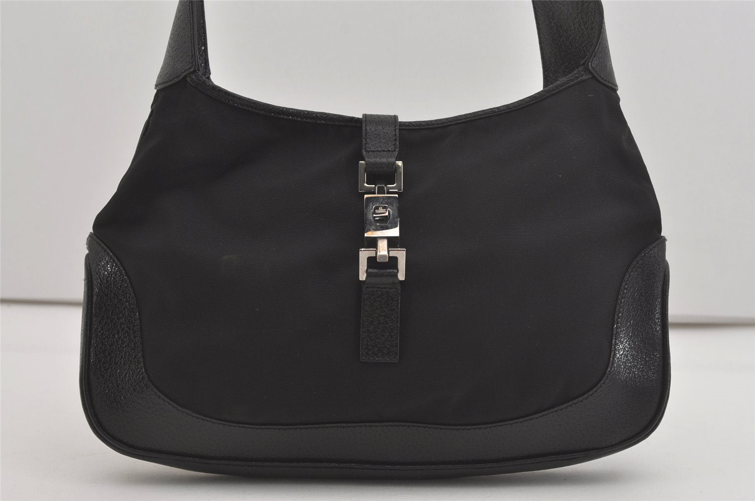 Authentic GUCCI Jackie Shoulder Hand Bag Purse Nylon Leather 0013306 Black 5661I