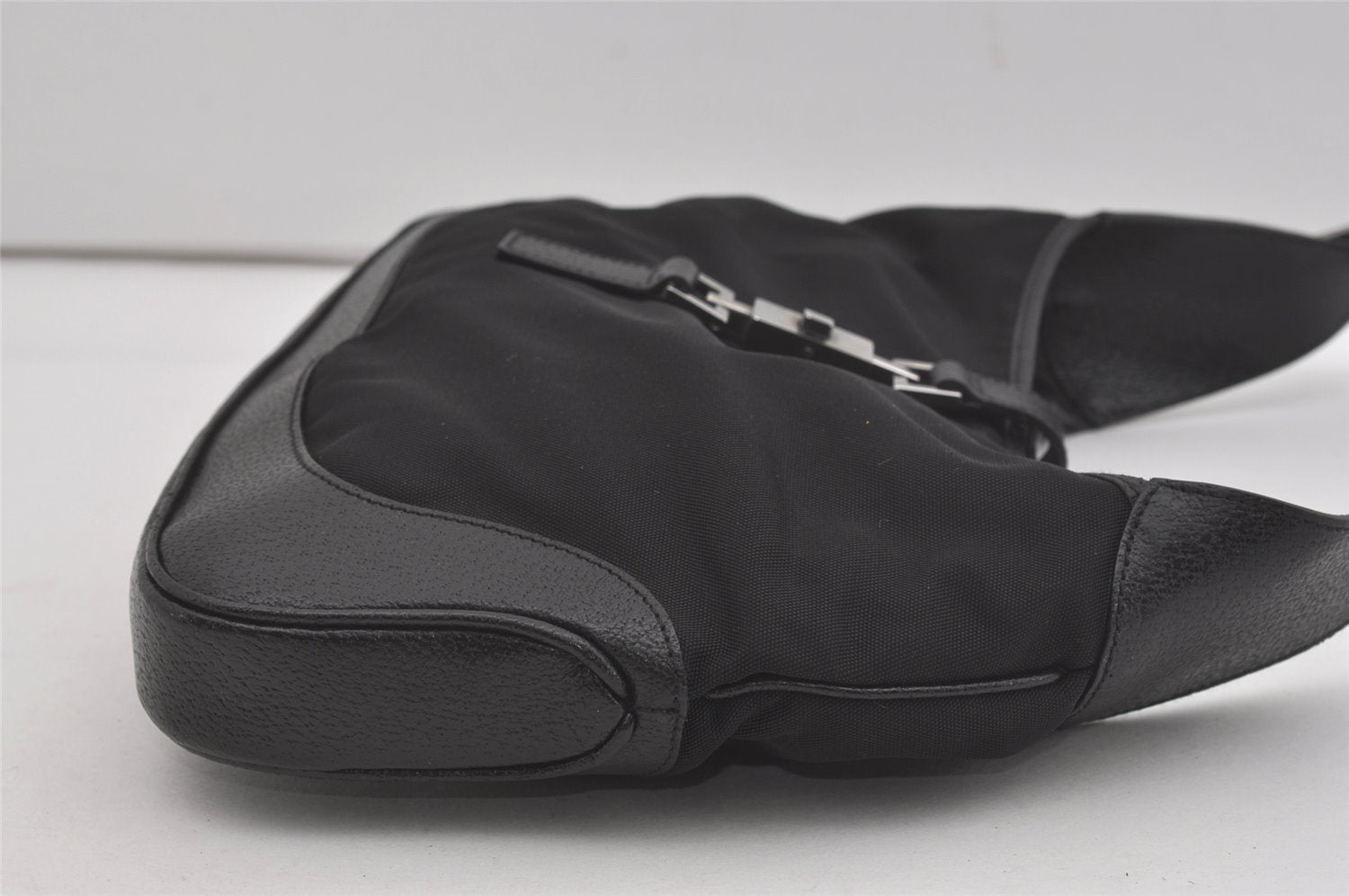 Authentic GUCCI Jackie Shoulder Hand Bag Purse Nylon Leather 0013306 Black 5661I