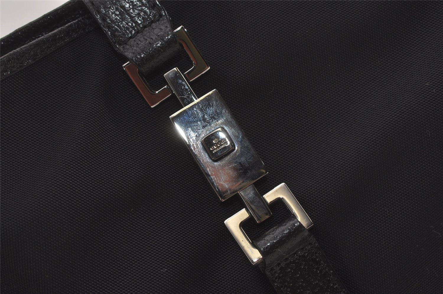 Authentic GUCCI Jackie Shoulder Hand Bag Purse Nylon Leather 0013306 Black 5661I