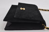 Auth CHANEL Mademoiselle Velour Leather Chain Shoulder Bag Purse Black 5663I