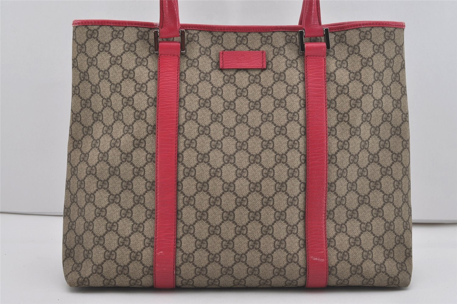 Authentic GUCCI Vintage Shoulder Tote Bag GG PVC Leather 114288 Brown 5664I