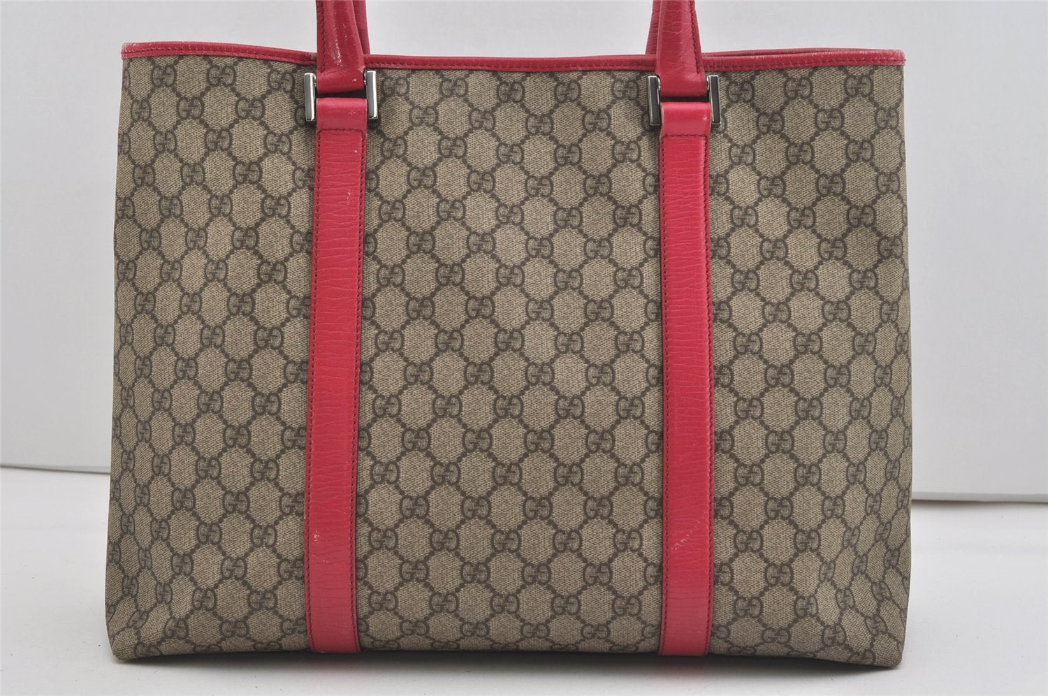 Authentic GUCCI Vintage Shoulder Tote Bag GG PVC Leather 114288 Brown 5664I