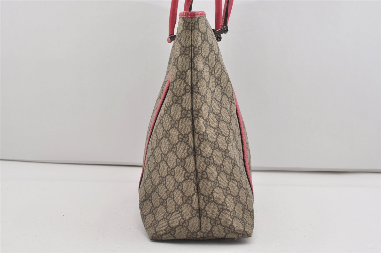 Authentic GUCCI Vintage Shoulder Tote Bag GG PVC Leather 114288 Brown 5664I