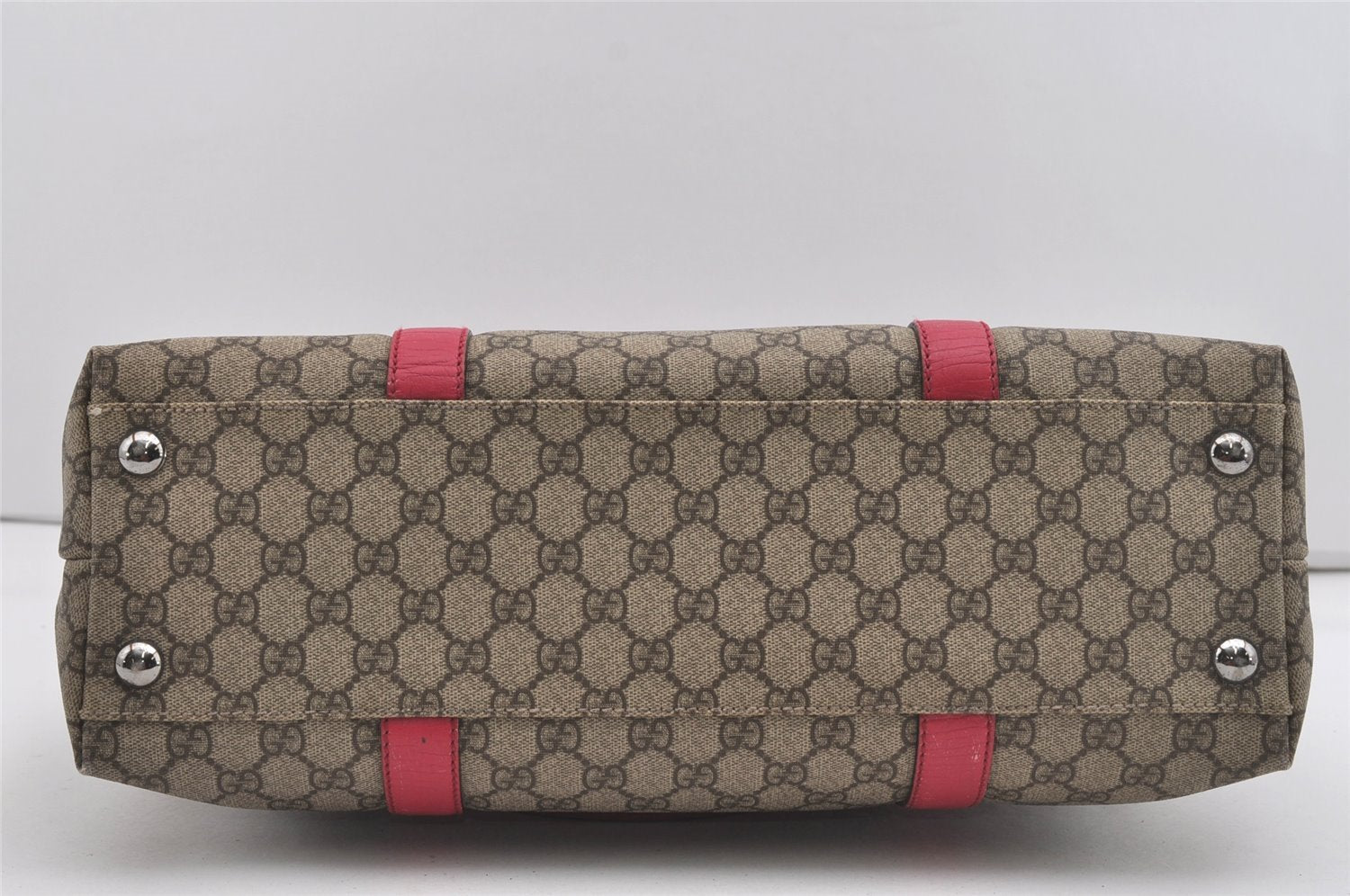 Authentic GUCCI Vintage Shoulder Tote Bag GG PVC Leather 114288 Brown 5664I