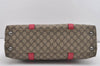 Authentic GUCCI Vintage Shoulder Tote Bag GG PVC Leather 114288 Brown 5664I