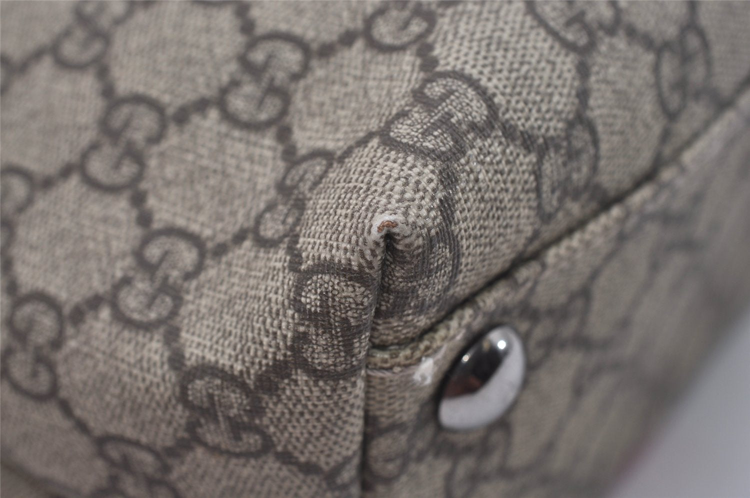 Authentic GUCCI Vintage Shoulder Tote Bag GG PVC Leather 114288 Brown 5664I