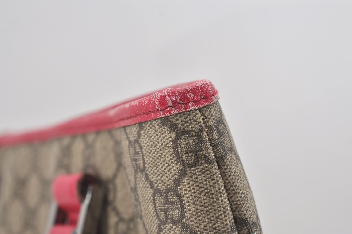 Authentic GUCCI Vintage Shoulder Tote Bag GG PVC Leather 114288 Brown 5664I