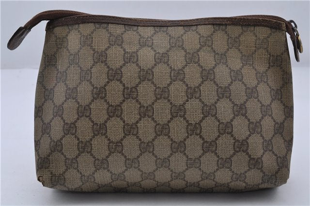 Authentic GUCCI Clutch Bag GG PVC Leather 0141156088 Brown 5665C