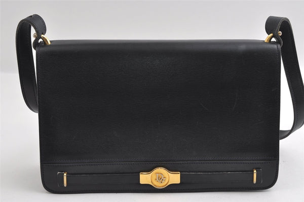 Authentic Christian Dior Vintage Shoulder Hand Bag Purse Leather Black 5669I