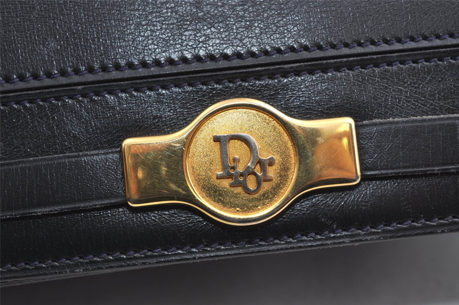 Authentic Christian Dior Vintage Shoulder Hand Bag Purse Leather Black 5669I