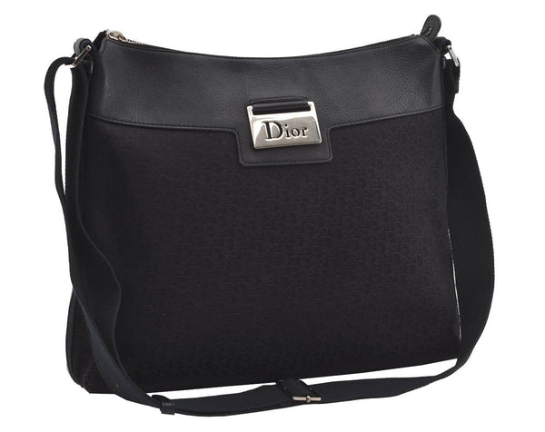 Authentic Christian Dior Trotter Shoulder Cross Body Bag Canvas Black 5675I