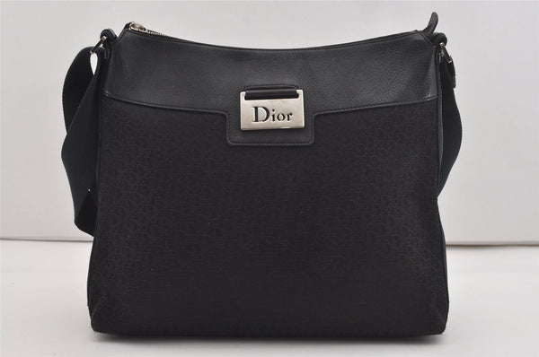 Authentic Christian Dior Trotter Shoulder Cross Body Bag Canvas Black 5675I