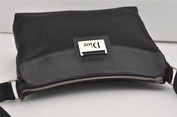 Authentic Christian Dior Trotter Shoulder Cross Body Bag Canvas Black 5675I