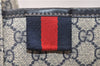 Authentic GUCCI Sherry Line Shoulder Tote Bag GG PVC Leather 211134 Navy 5676F