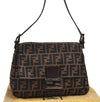 Authentic FENDI Zucca Mamma Baguette Shoulder Bag Canvas Leather Brown 5678I